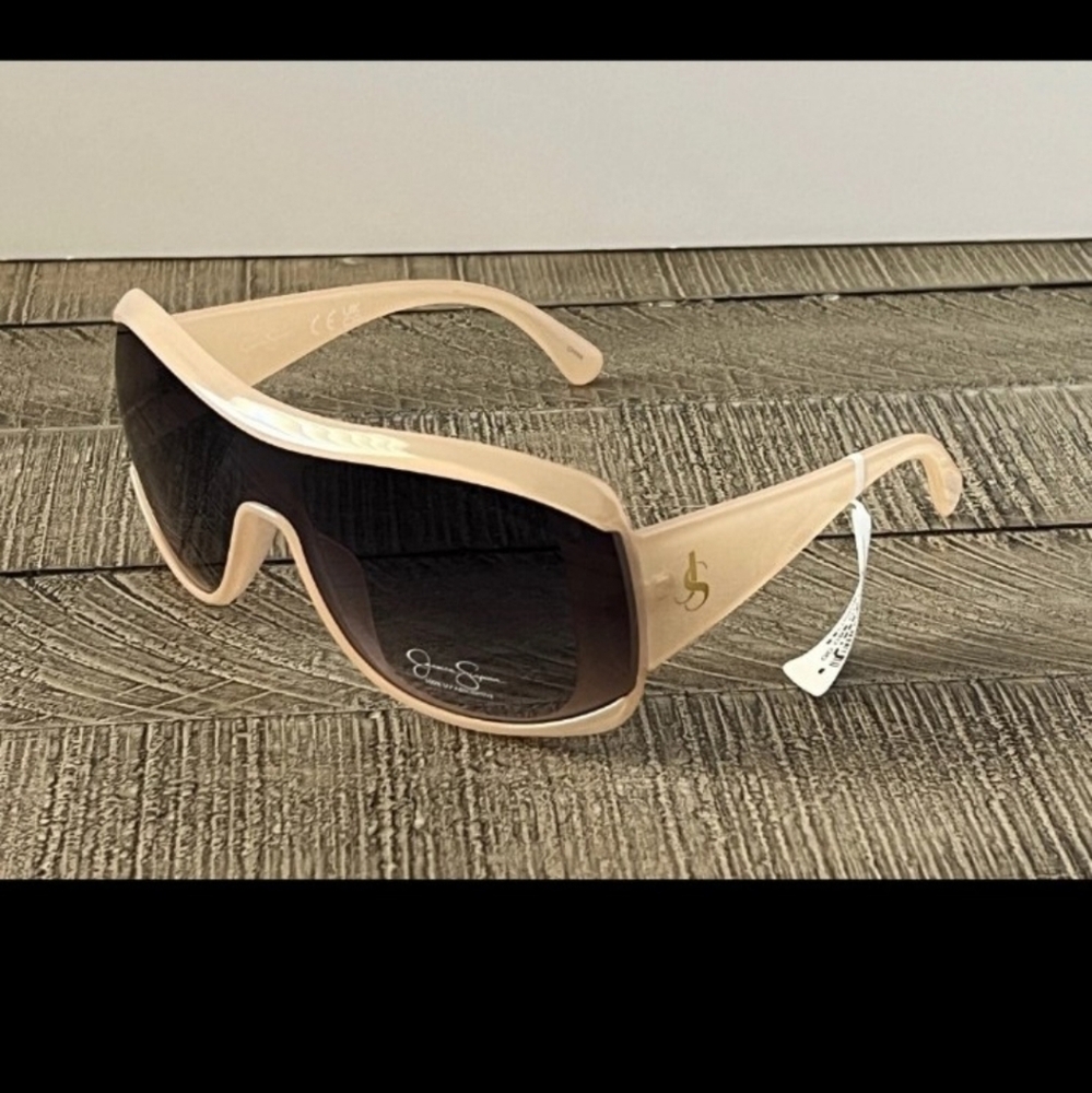 Jessica Simpson Sunglasses Oversized Shields Nude